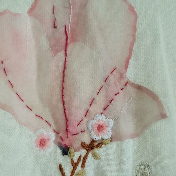 Blumarine Cream Sweater with Pink Floral Design - Picture 4 of 12
